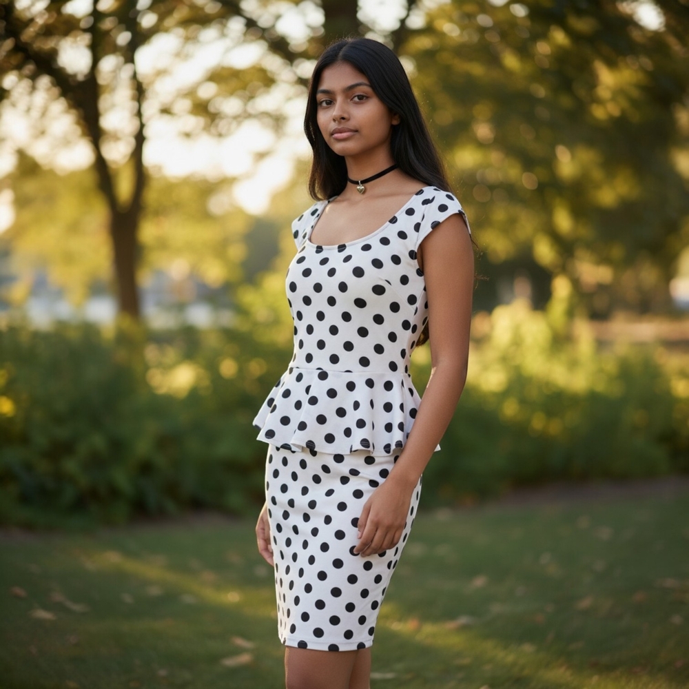 NWT Speechless Polka Dot Peplum Dress M